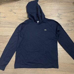 Lacoste Kids Long Sleeve Jersey Cotton Hoodie Tee Shirt Pullover Navy Blue